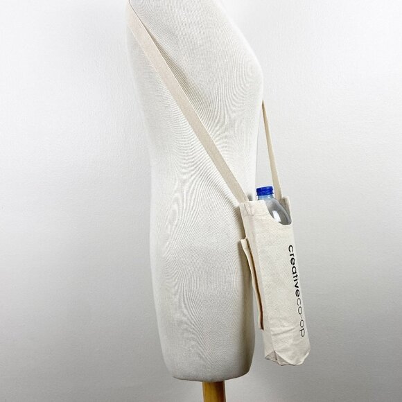 CREATIVE CO-OP | Canvas Water Bottle Phone Wallet Crossbody Holder Carryall Bag - Picture 4 of 10